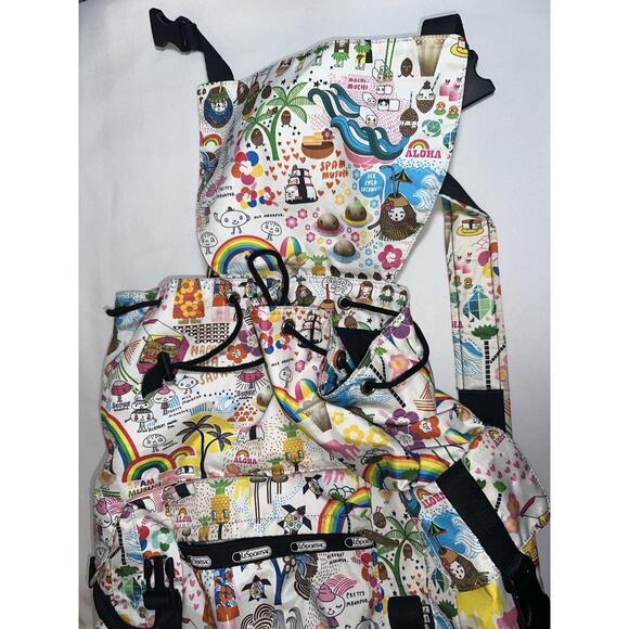 RARE LeSportSac Onolicious Food Hawaii Exclusive Large Rucksack Backpack Bag - Picture 7 of 9